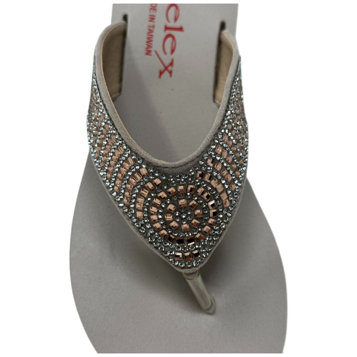 Rhinestone Thong EVA Platform Sandals Wedge Slip-On Summer Flip Flops Gold