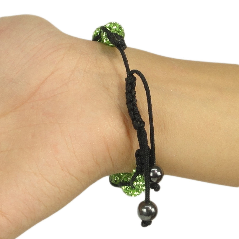 Womens Fashion Jewelry Shambala Inspired 10mm Rhinestones Bracelet Green
