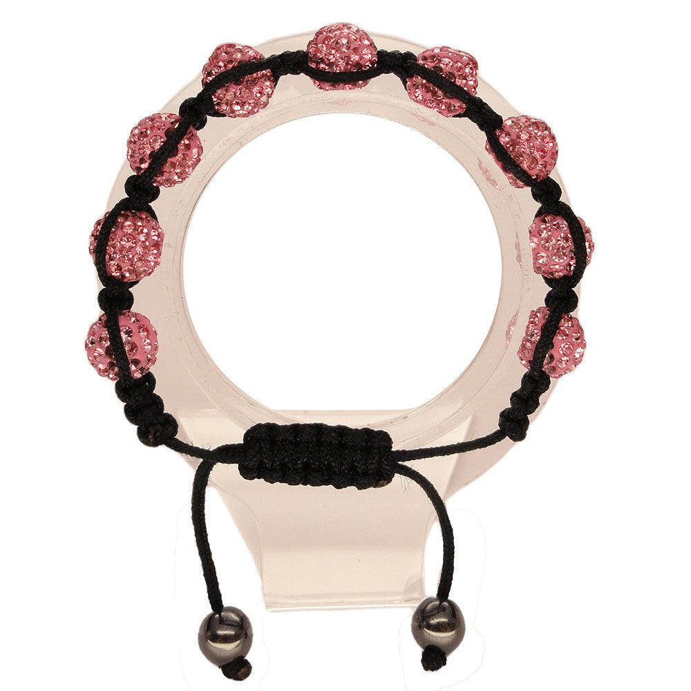 Womens Fashion Jewelry Shambala Inspired 10mm Rhinestones Bracelet Pink