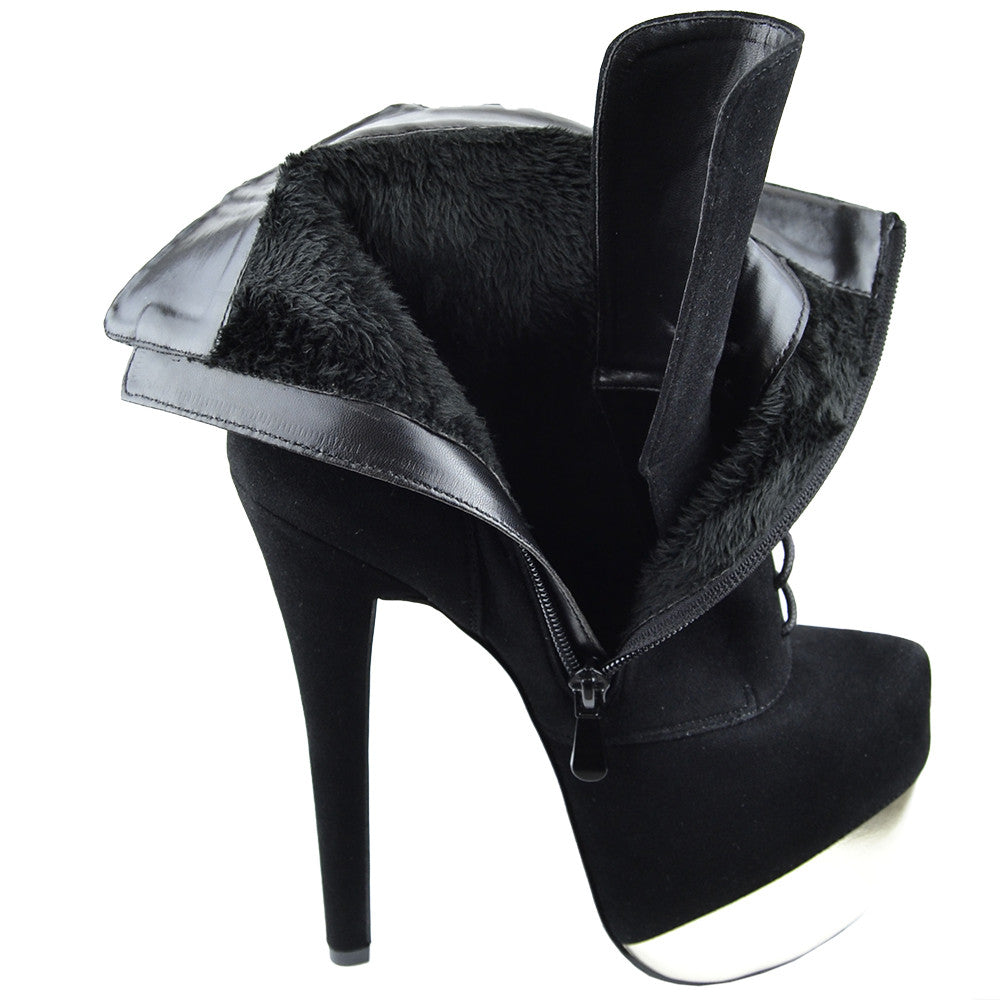 Lace Up Stiletto Platform Ankle Boot