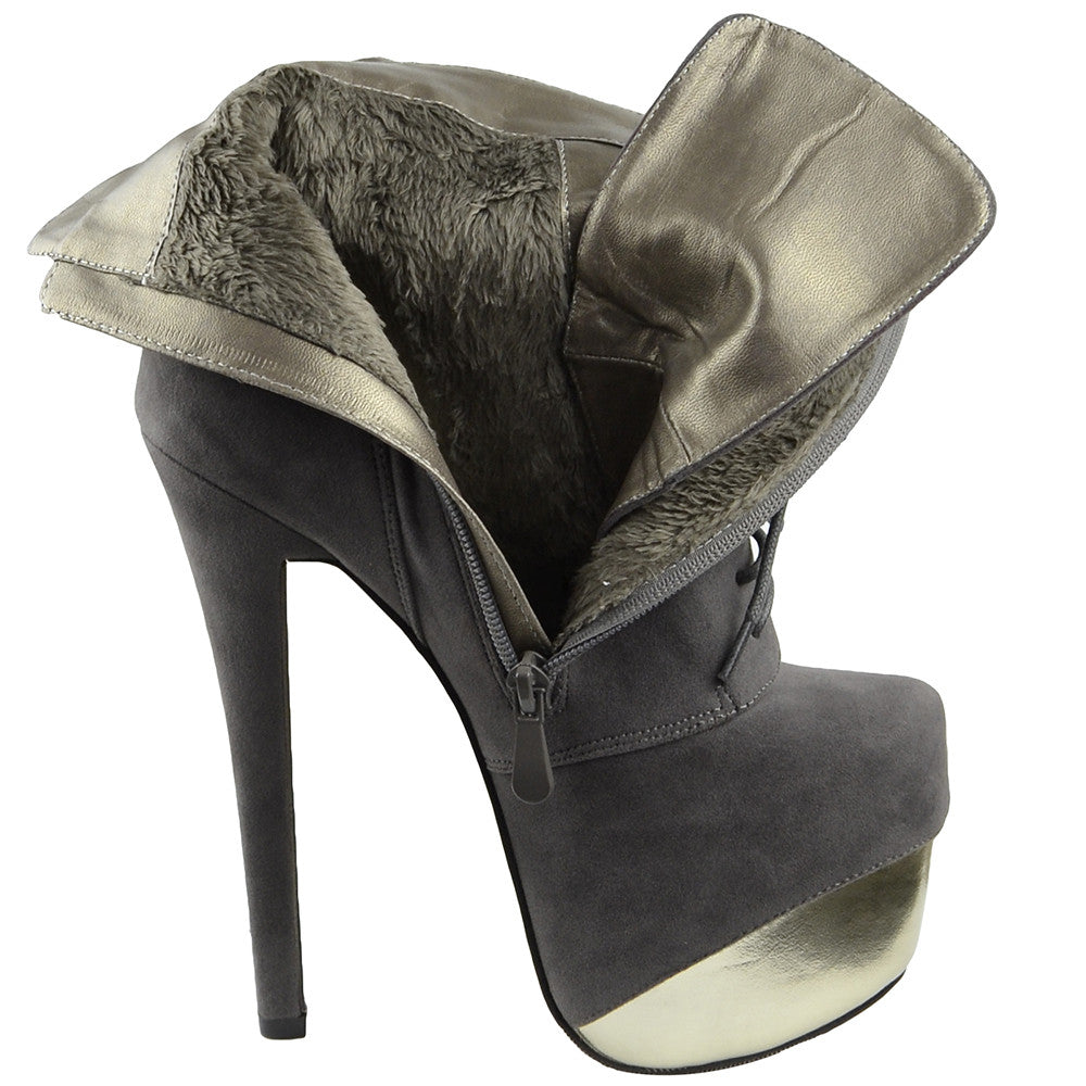 Lace Up Stiletto Platform Ankle Boot