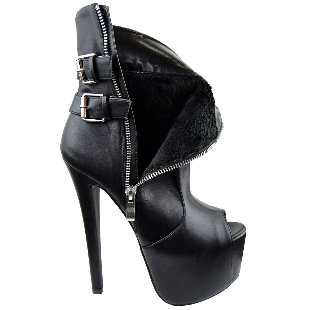 Peep Toe Stiletto Platform Ankle Boot