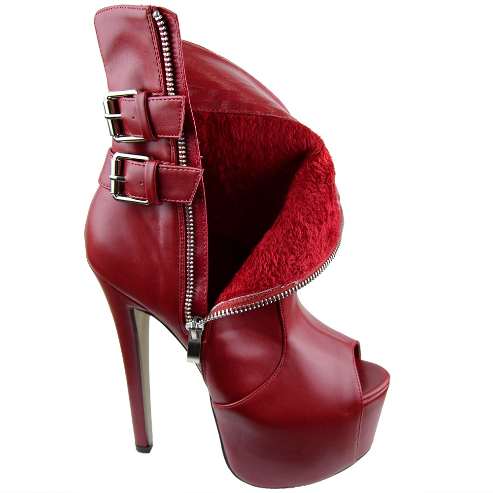 Peep Toe Stiletto Platform Ankle Boot