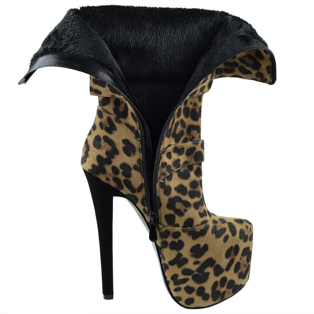 Strappy Stiletto Platform Mid Calf Boot