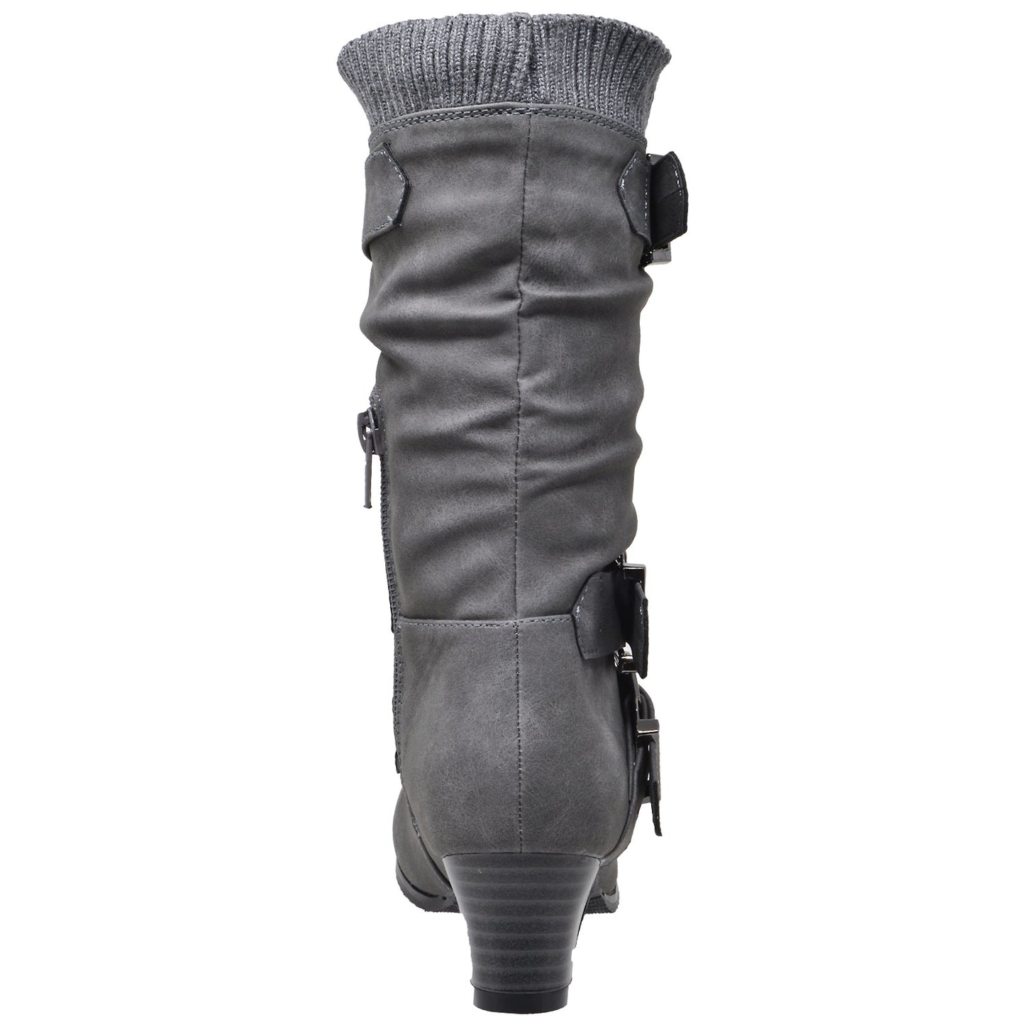 Toddler & Youth Strappy Buckle Heeled Mid Calf Boot