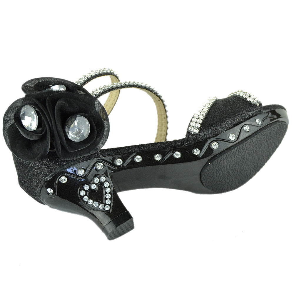 Toddler & Youth Strappy Glitter Low Heel Sandal