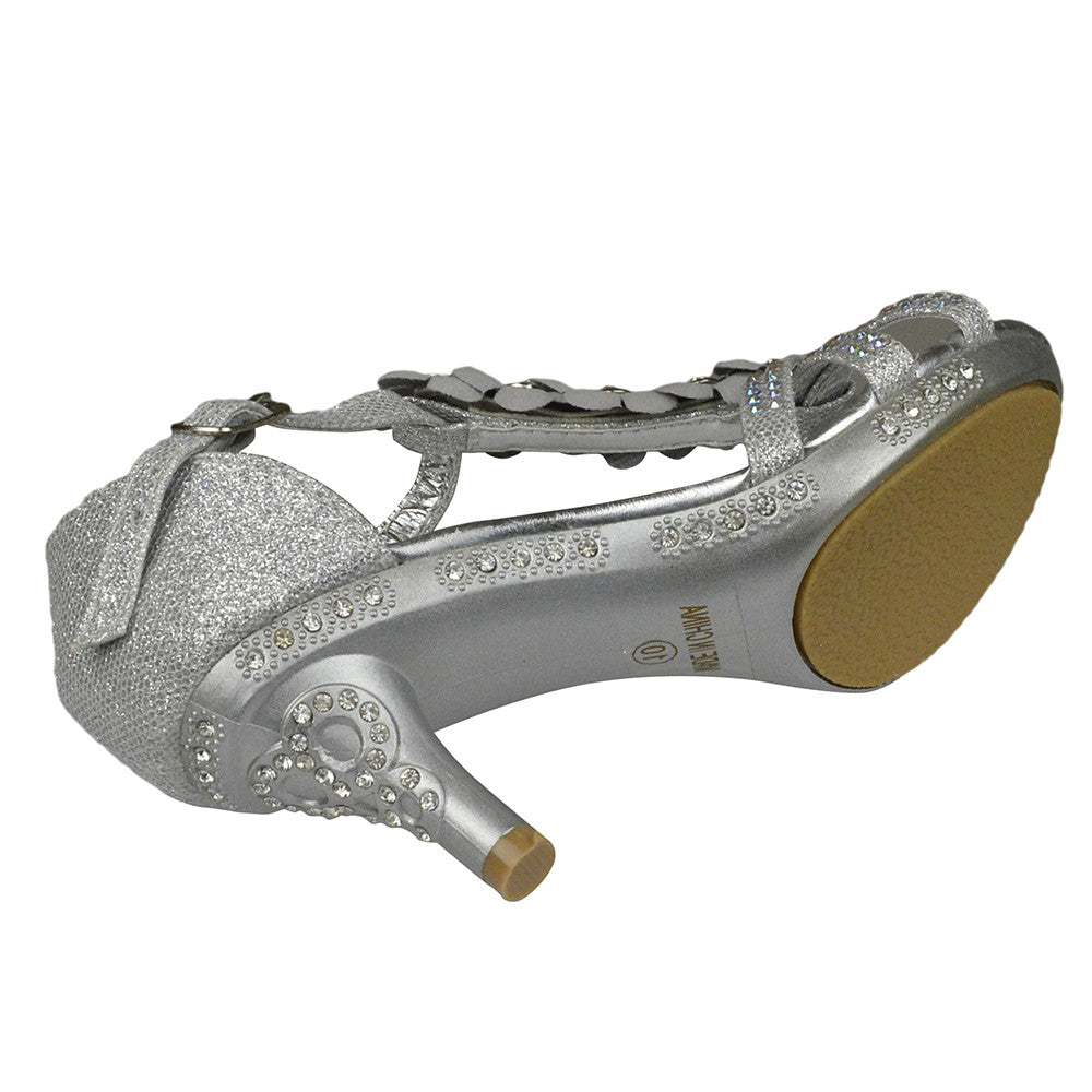 Toddler & Youth T-Strap Flower Low Heel Sandal