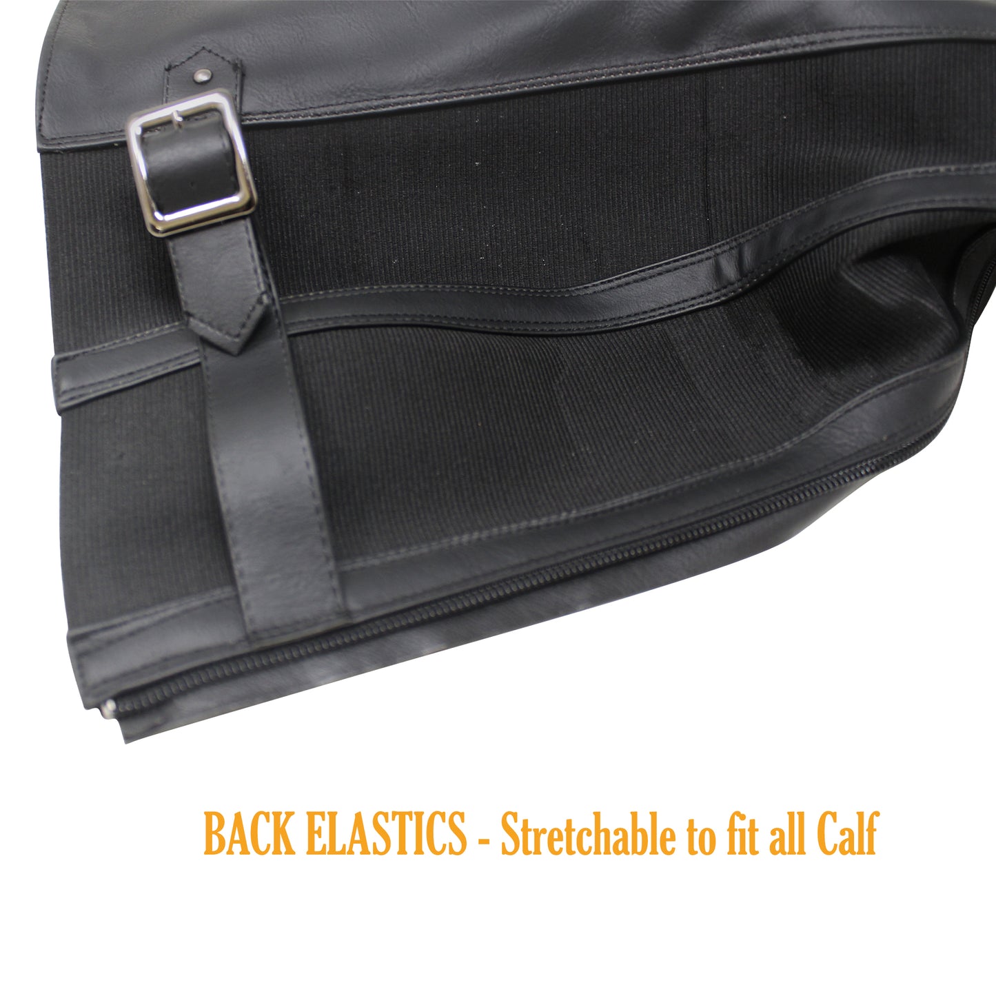 Women's Knee High Boots Combat Two Buckle Straps Elastics Back