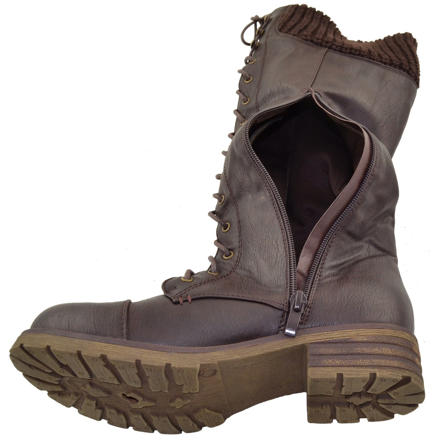 Lace Up Knee High Combat Boot