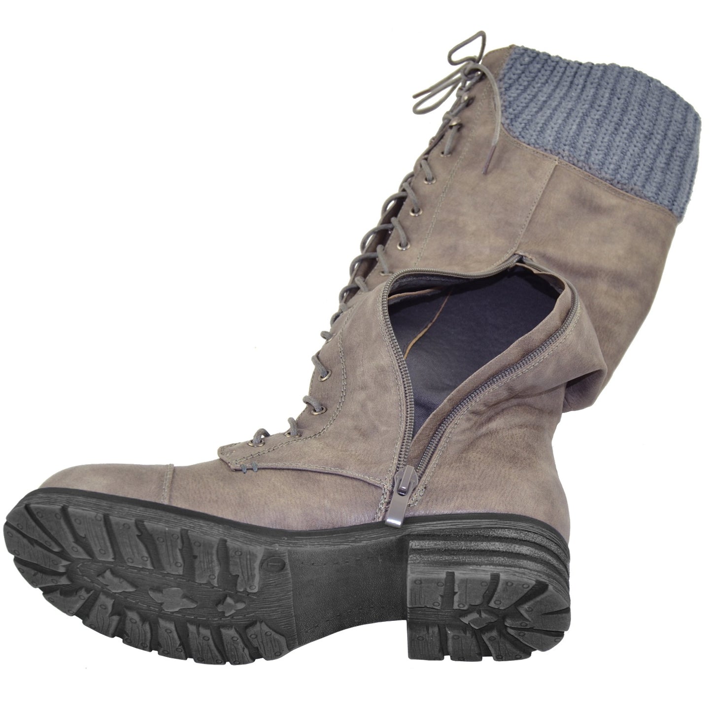 Lace Up Knee High Combat Boot