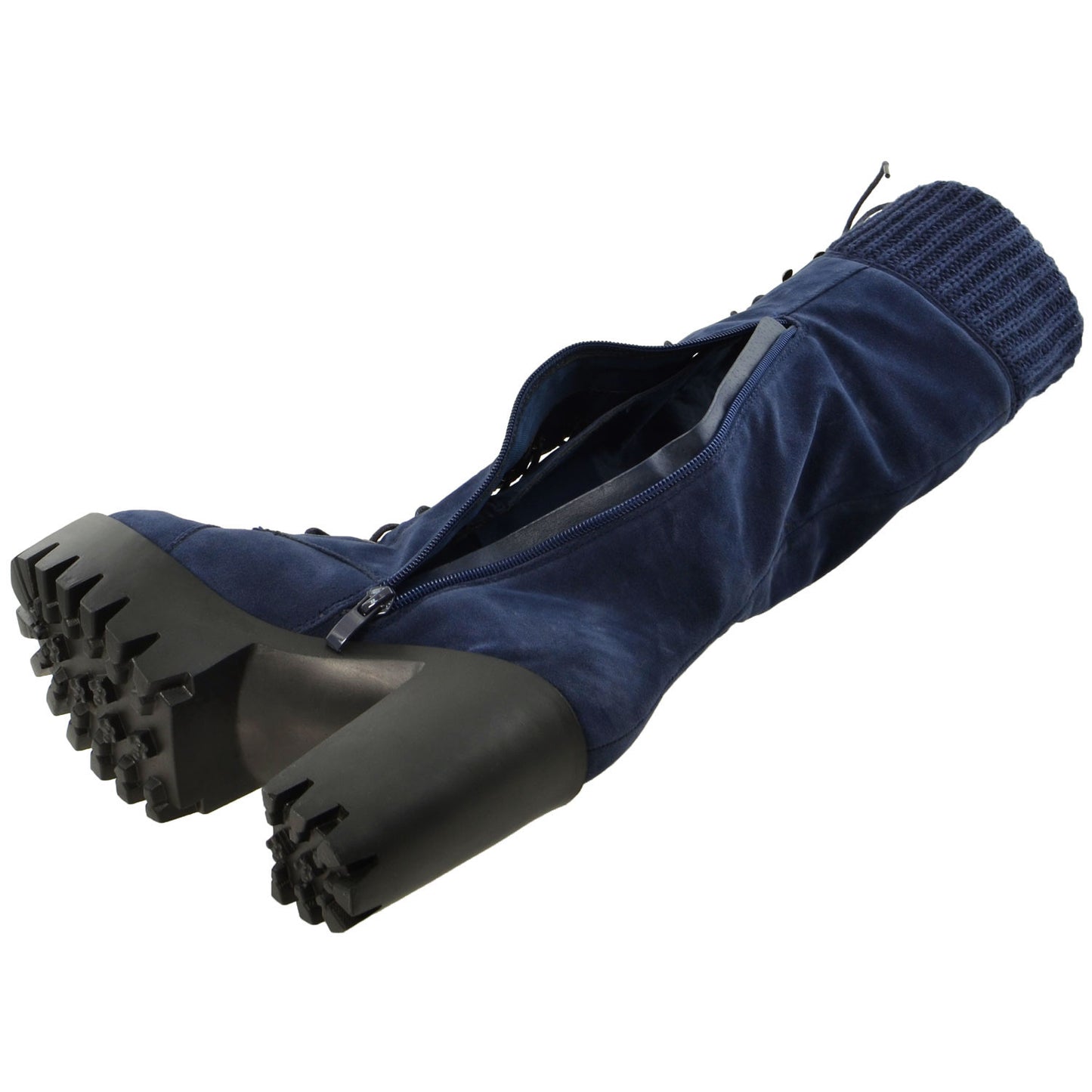 Lace Up Block Heel Knee High Boot