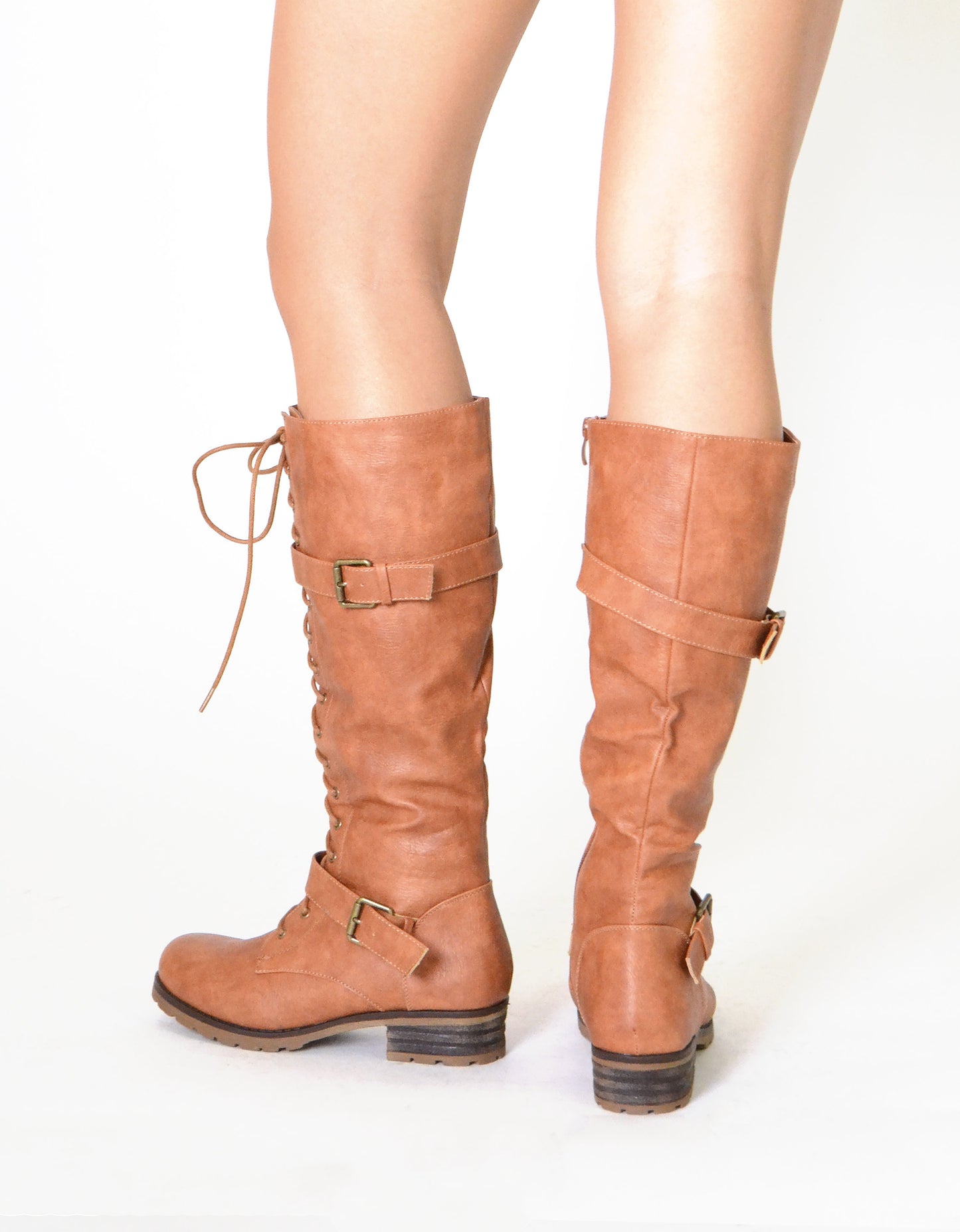 Lace Up Knee High Western Boot