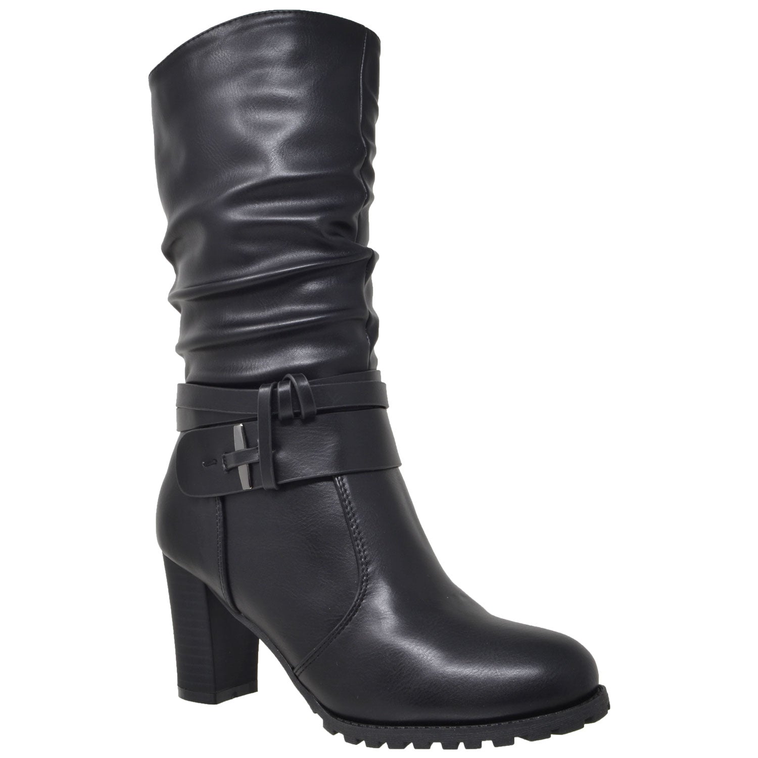 Calf Boots With Thick Heel CHARLES KEITH Lula Patent Chunky Heel