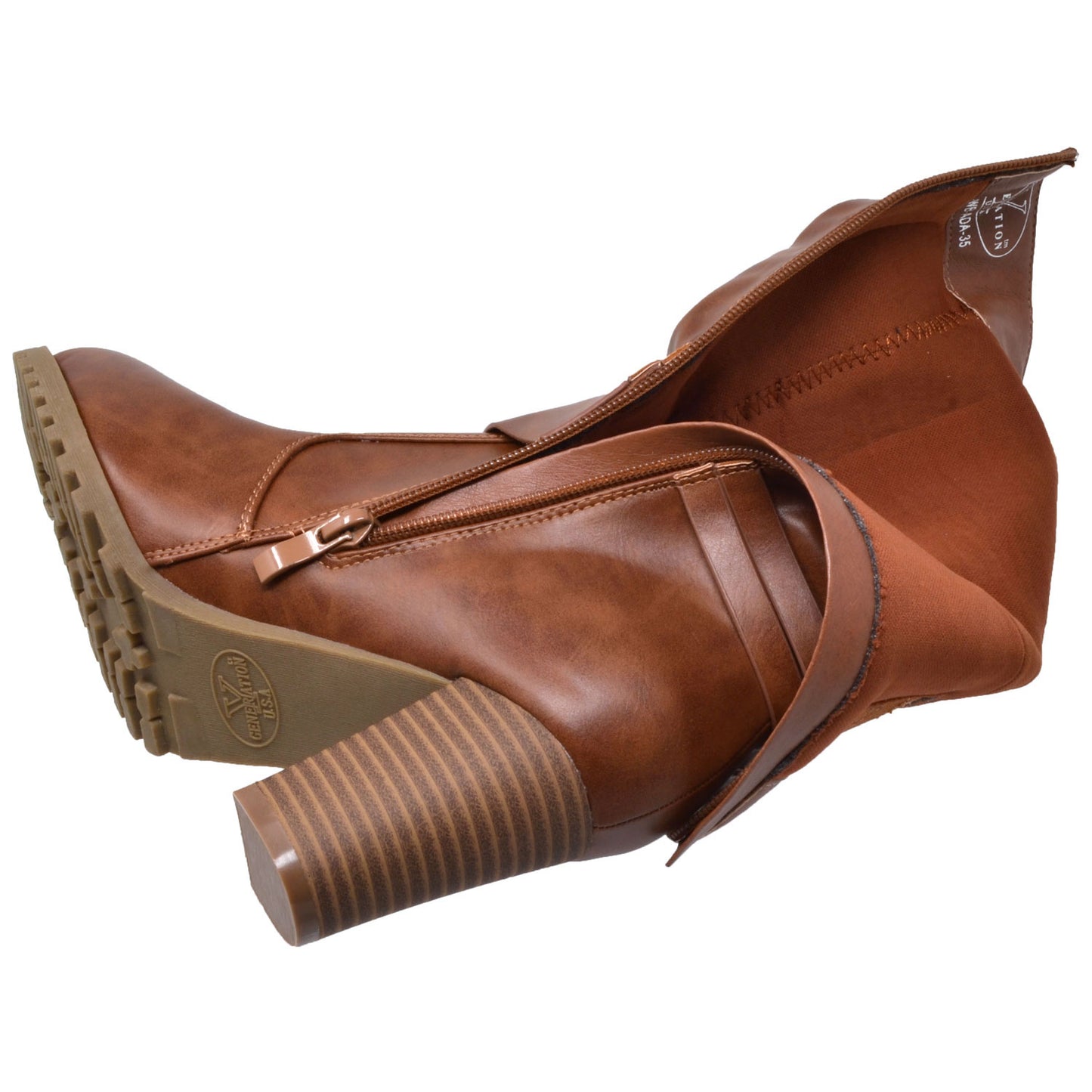 Block Heel Slouch Mid Calf Boot