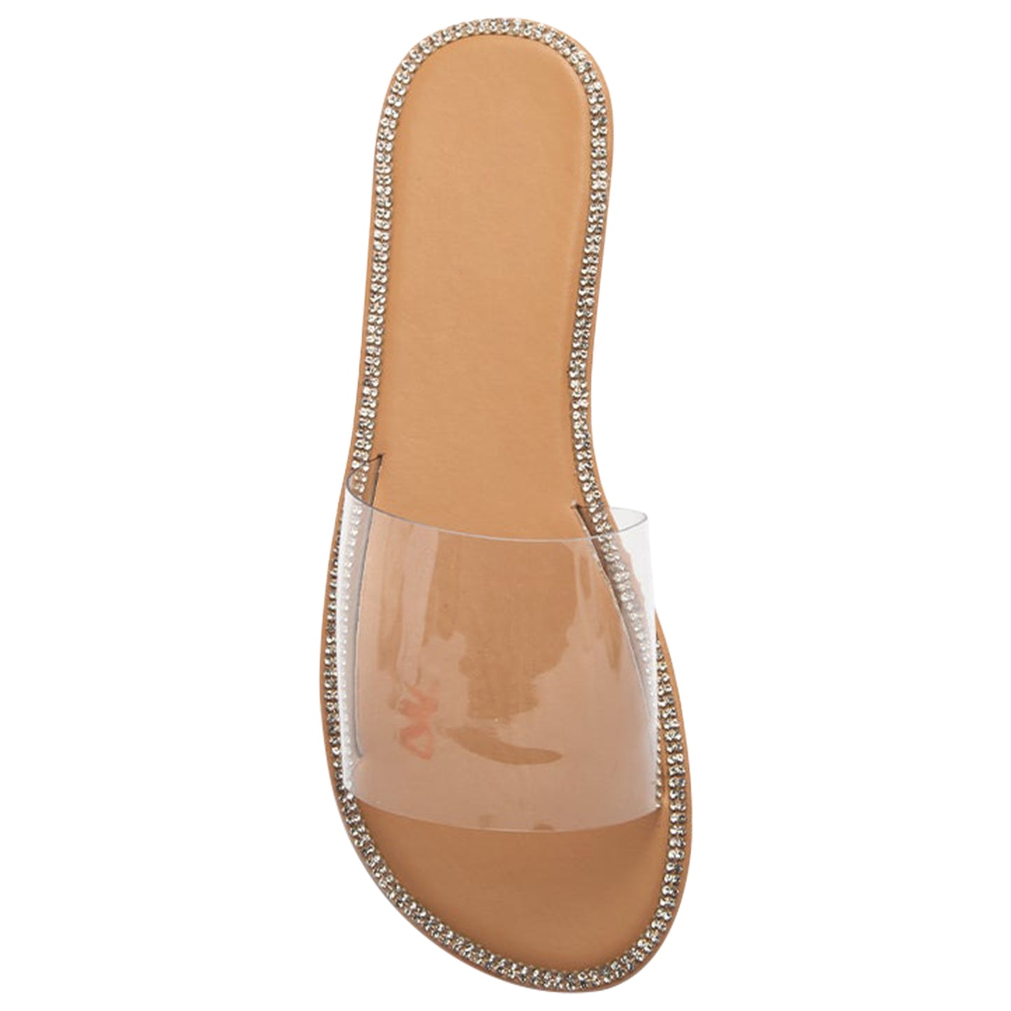 Women's One Band Flat Sandals Open Toe Slip On Clear