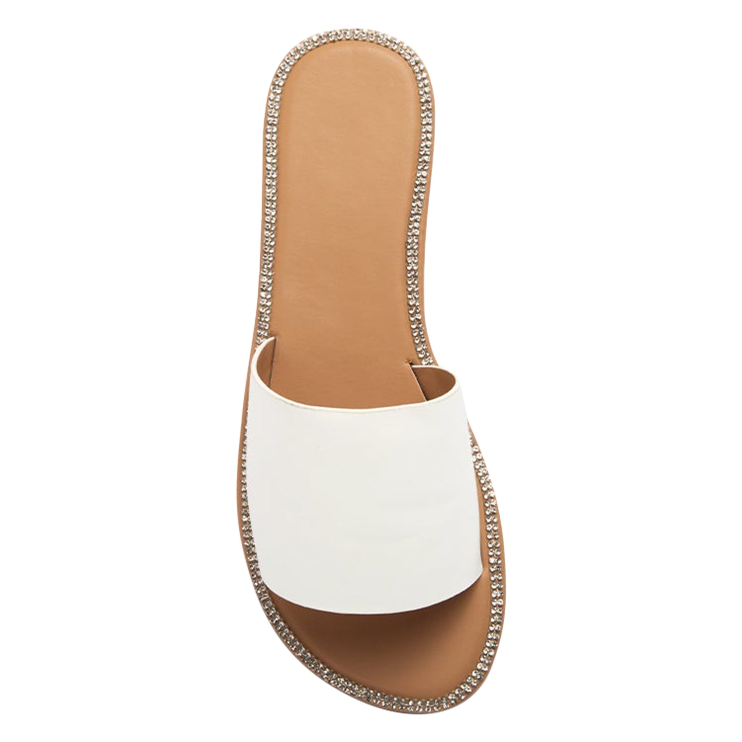 Women's One Band Flat Sandals Open Toe Slip On White