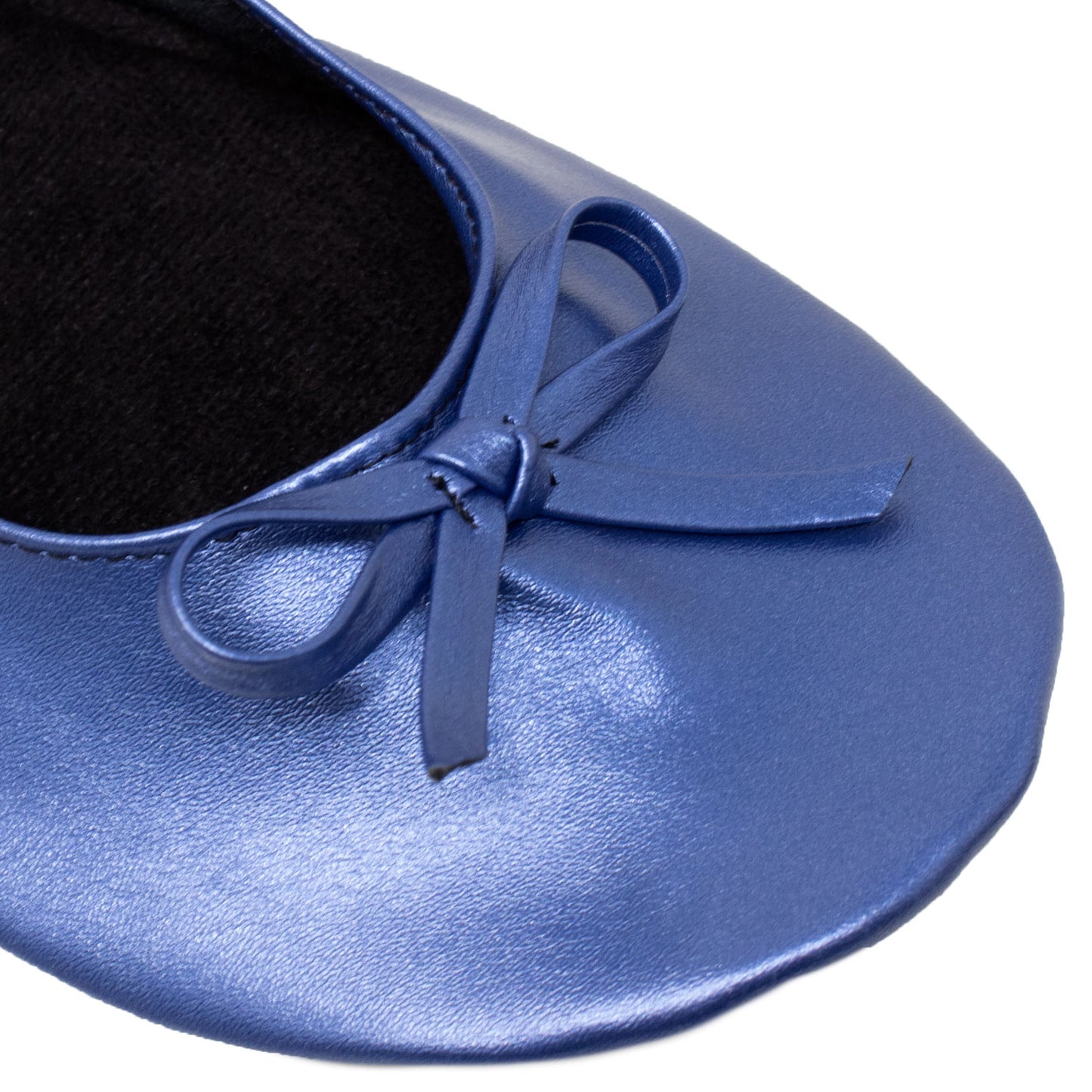 Foldable Ballet Flats Women's Travel Portable Comfortable Shoes Navy PU SOBEYO