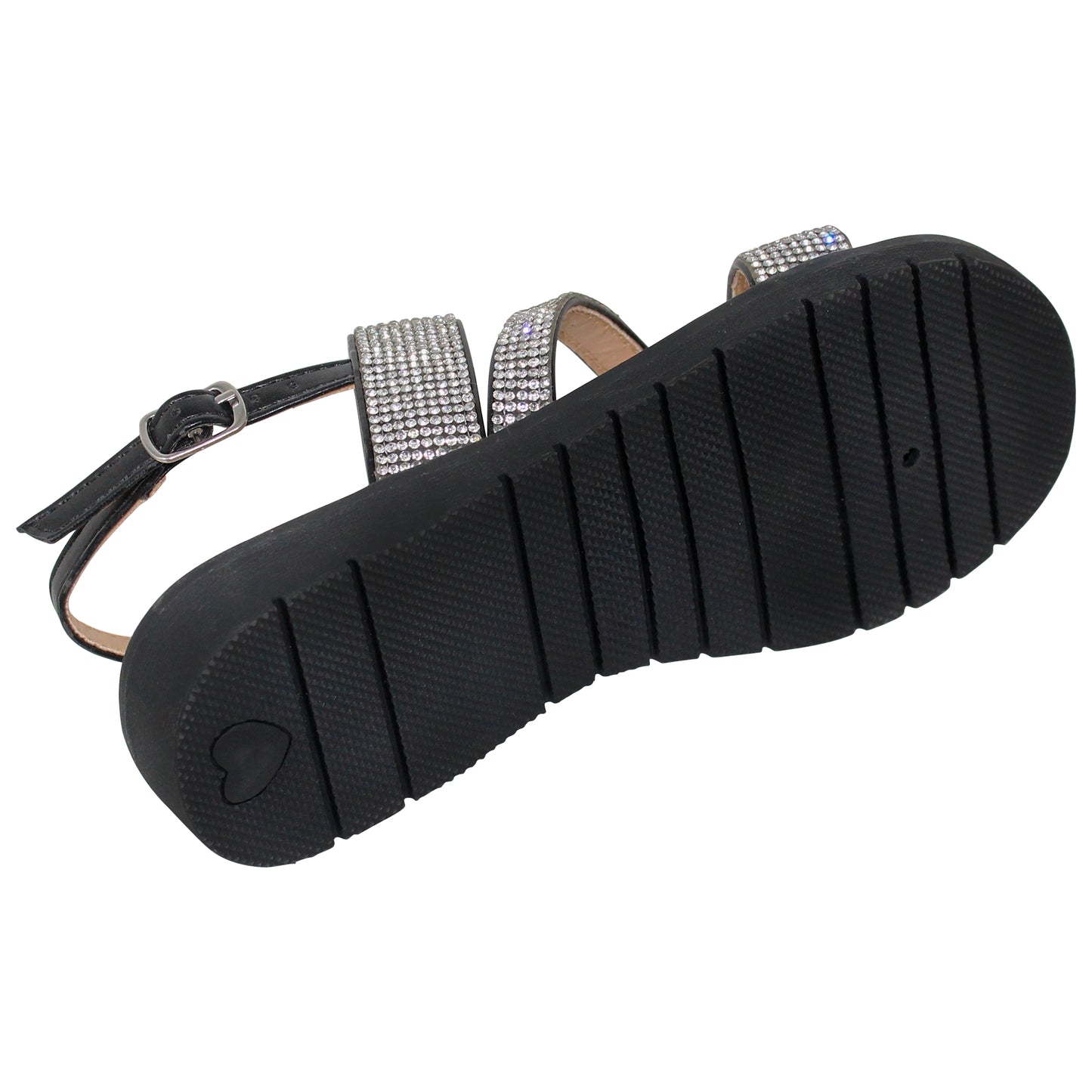 SOBEYO Girl's Platform Sandals Z Strap Rhinestones Memory Foam Cushion Black