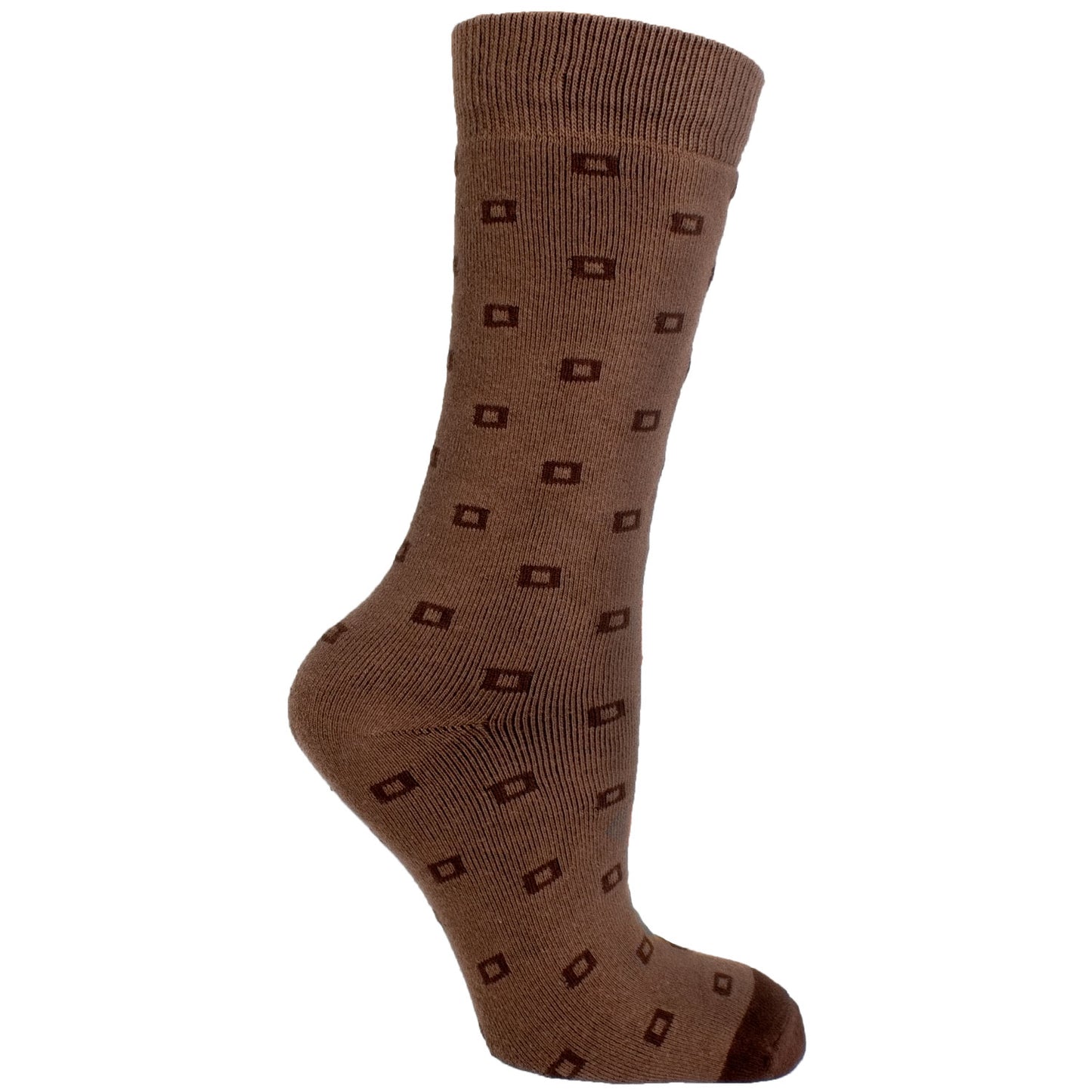 Men's Socks Athletic Sport Performance Durable Square Dot Pattern Mid Calf Crew Socks Taupe