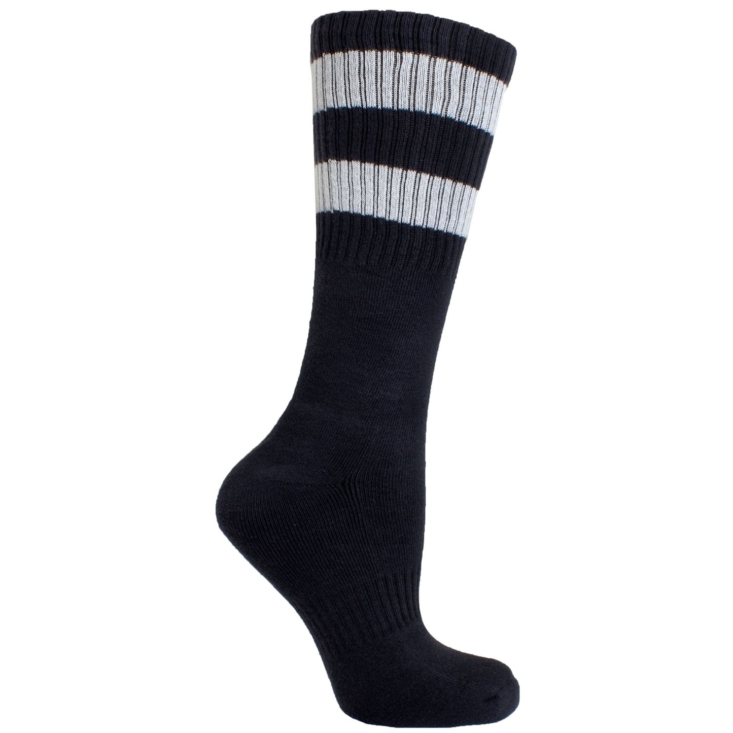 Men's Socks Solid Stripe Athletic Performance Sport Ribbed Mid Calf Crew Socks Gray