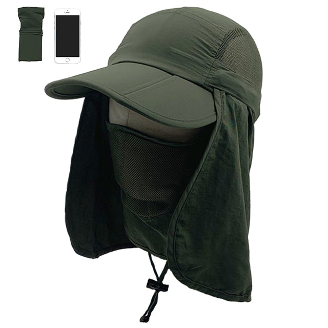 SOBEYO Outdoor Snap Hats Boonie Brim Ear Neck Cover Sun Cap