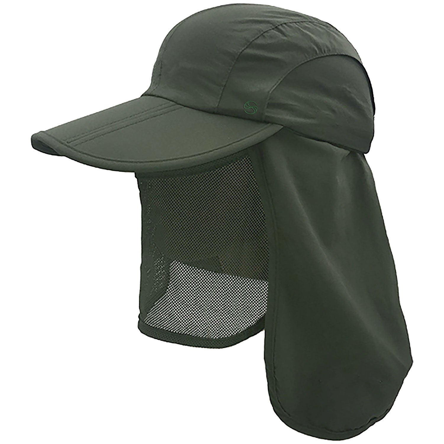 SOBEYO unisex Outdoor Snap Hats Fishing Hiking Boonie Hunting Brim Ear Neck Cover Sun Flap Cap, Dark Grey / One
