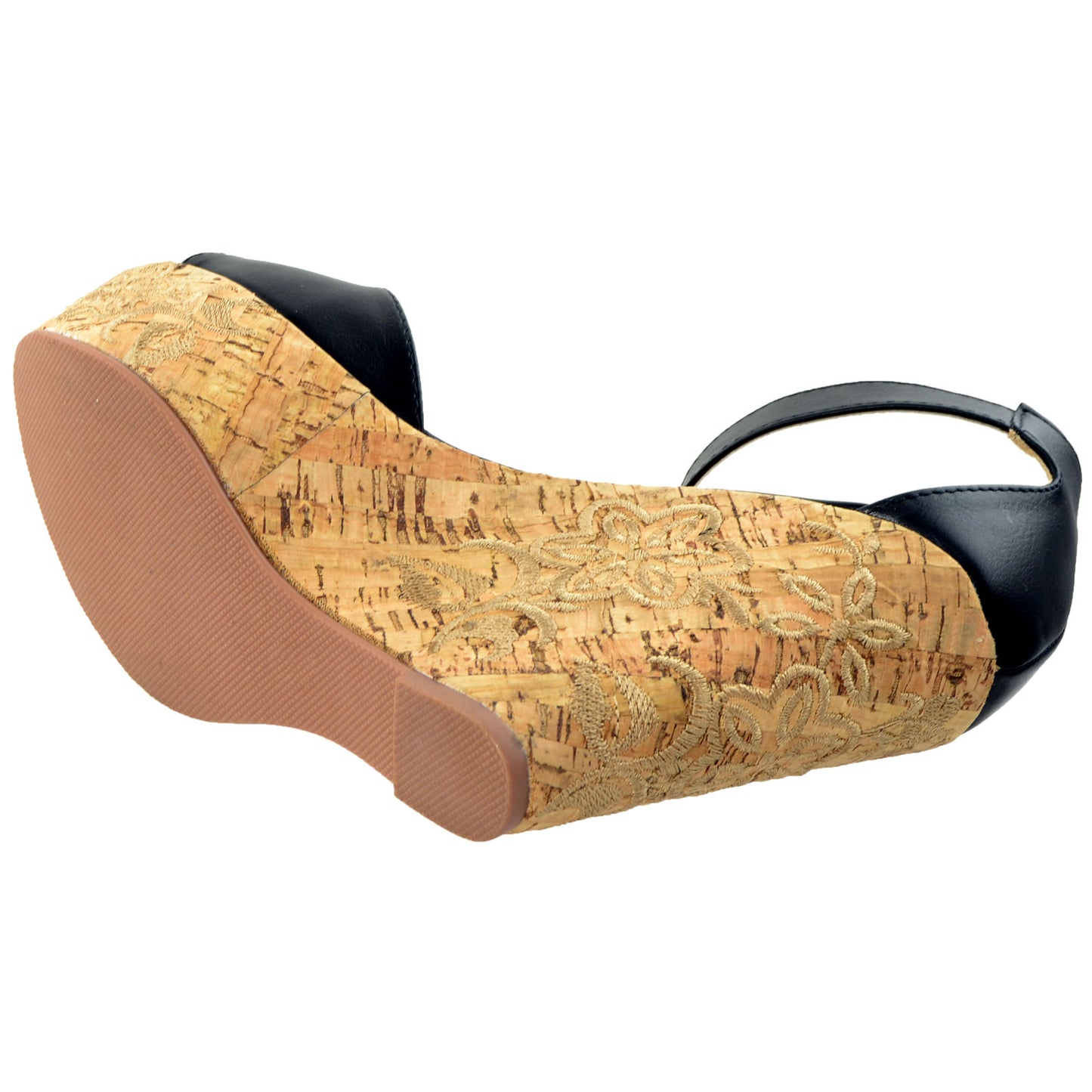 Embroidered Platform Wedge Sandal