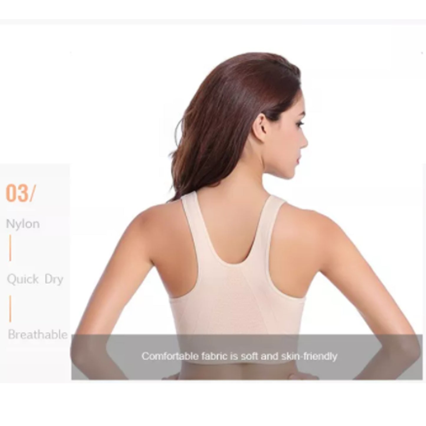 SOBEYO Women's Sport Padded Bra Front Zipper Nude