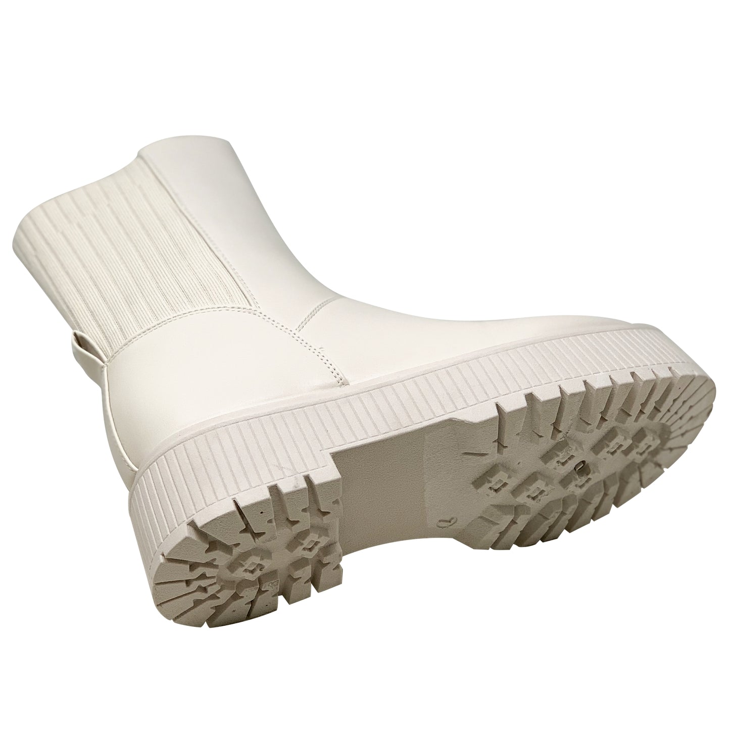 Women's Combat Platform Boots Sweater Elastics Back Stretch Pull On