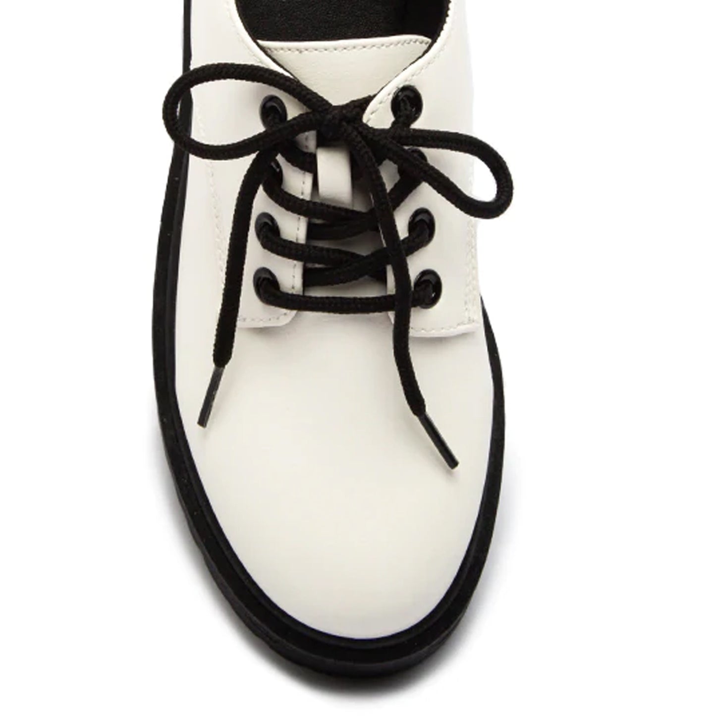 SOBEYO Women's Platform Oxford Lace-up 4 Eyelets Shoes White Nappa