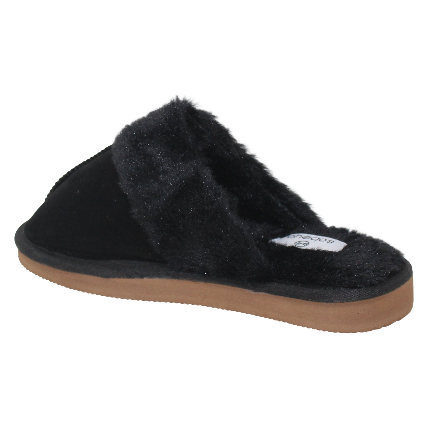 SOBEYO Furry Clog Slippers Indoor/Outdoor Fur Lining Black Suede