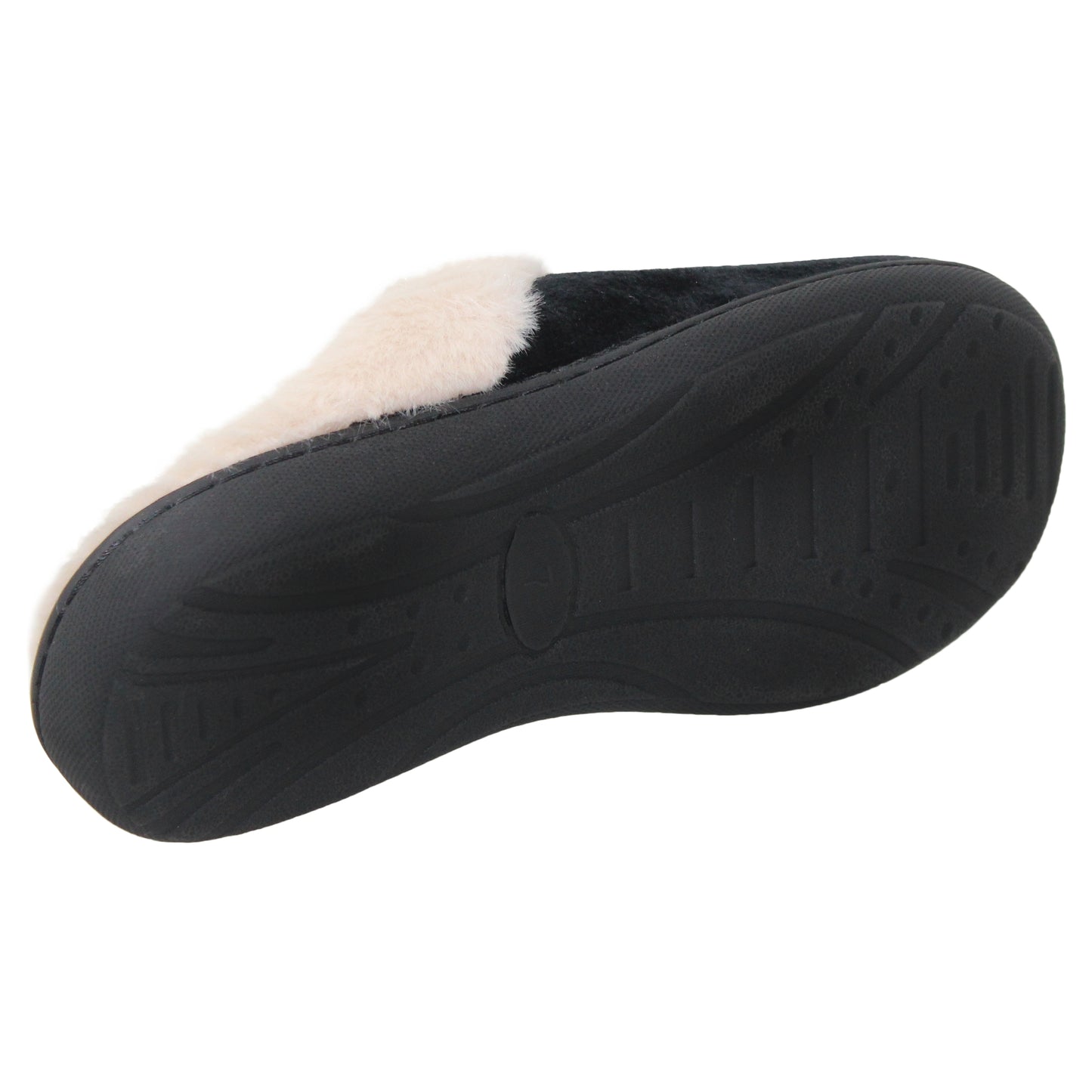 Women's Fuzzy Clog Slippers Closed Toe Flats Two-Tone Fur-Collar
