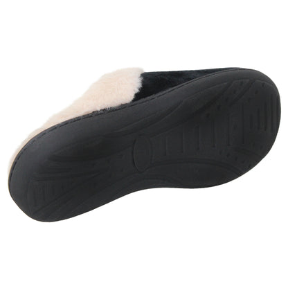 Women's Fuzzy Clog Slippers Closed Toe Flats Two-Tone Fur-Collar
