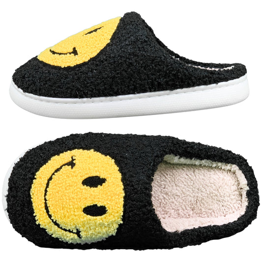 SOBEYO Fuzzy Clog Slippers Smiley Face