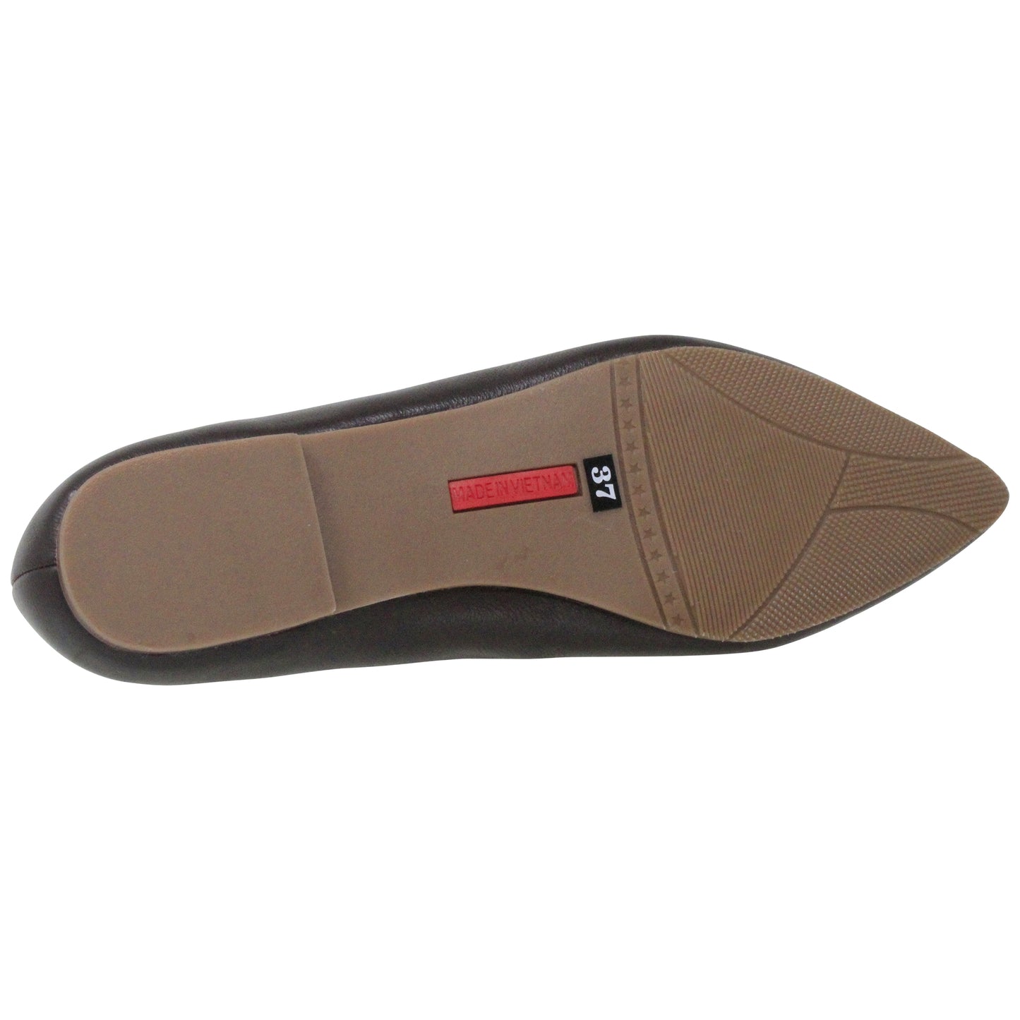 Brown Leather Pointed Toe Flat Memory Foam Cushion