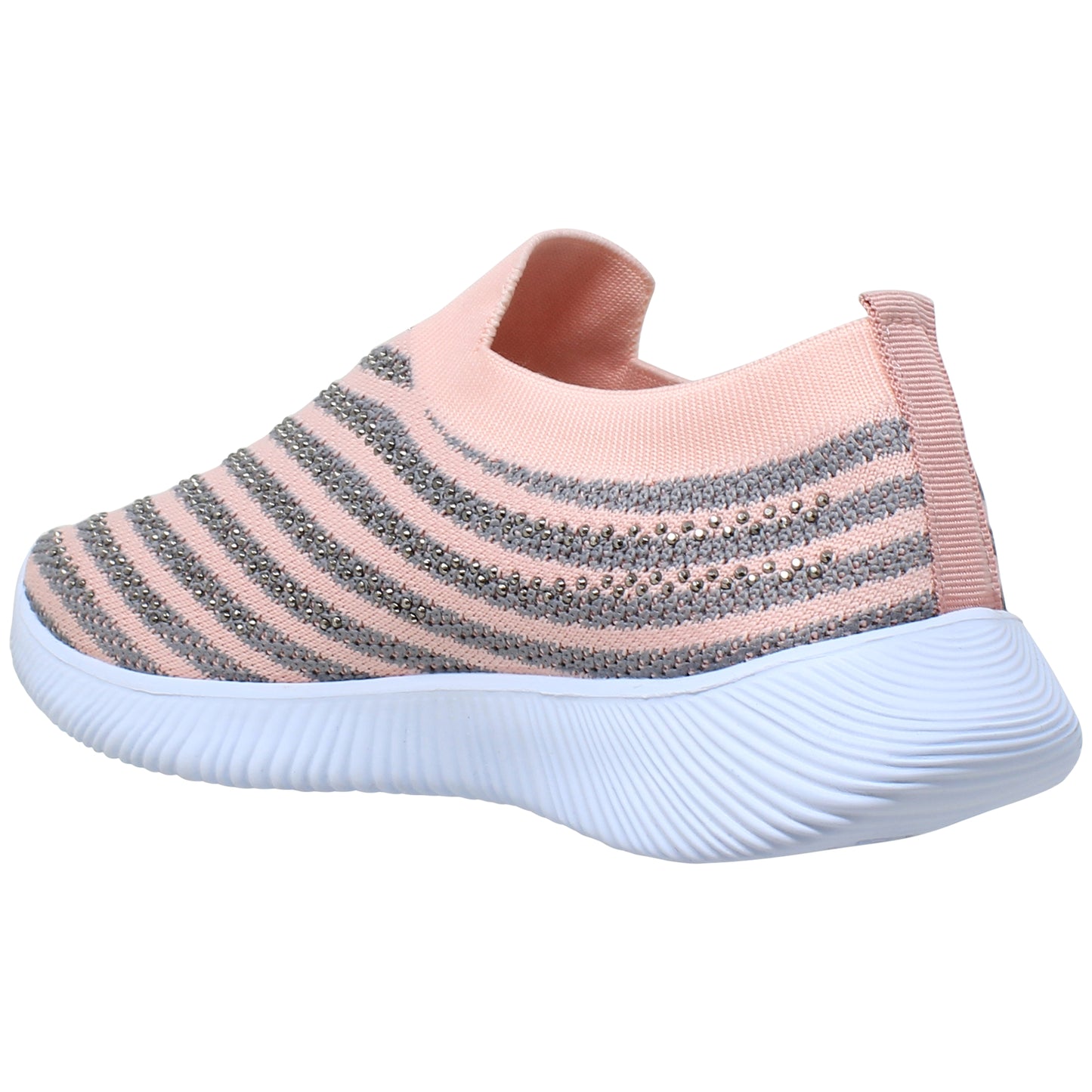 SOBEYO Women's Sneakers Running Shoes Rhinestone Strips Accent Pink