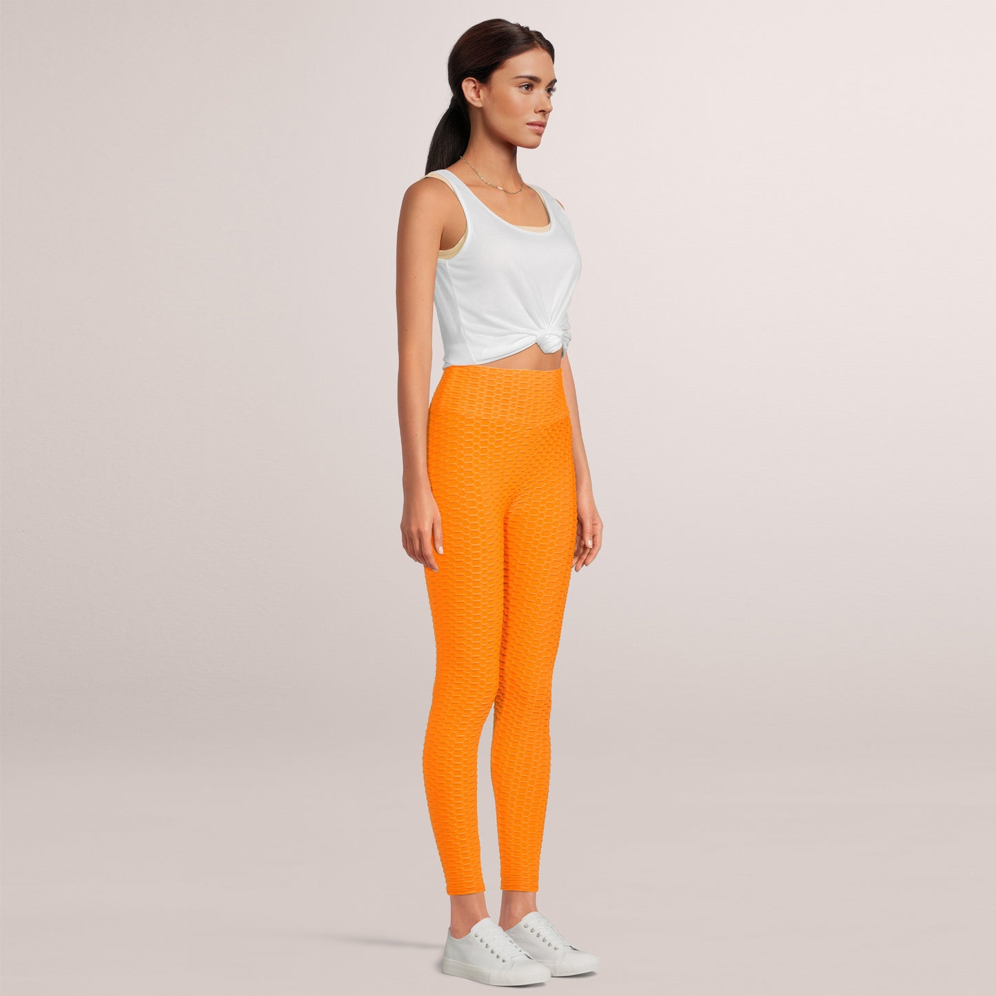 SOBEYO Womens' Legging Bubble Stretchable Orange