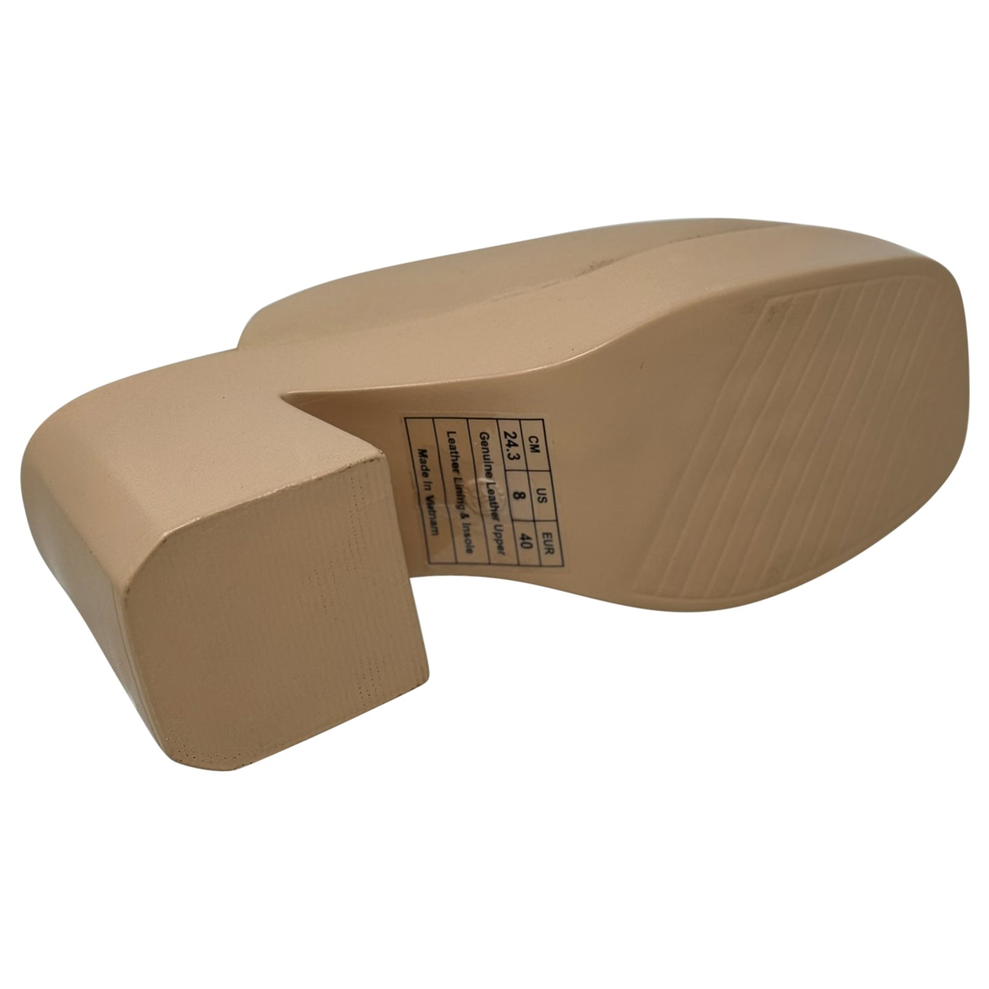 SOBEYO Leather One-Band Slip-On Platform Sandals Bell-Block Heels