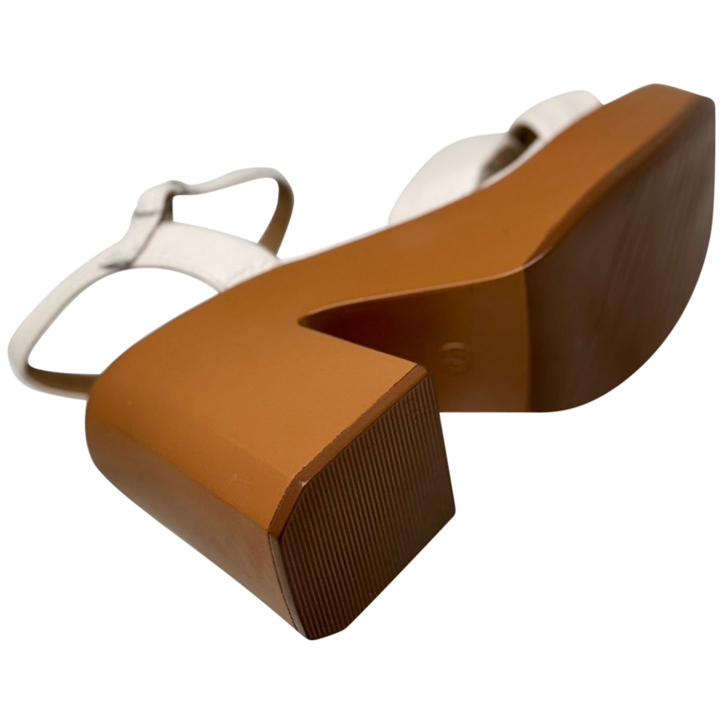 SOBEYO Cow Leather Knot Upper Sandals Bell-Shape Block Heels Ankle Strap Beige