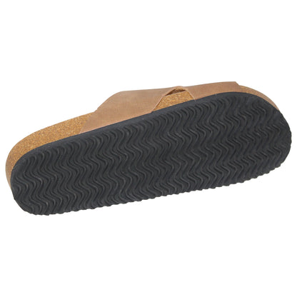 SOBEYO Classic Cork Sandals Criss-Cross Strap Slip On Tan