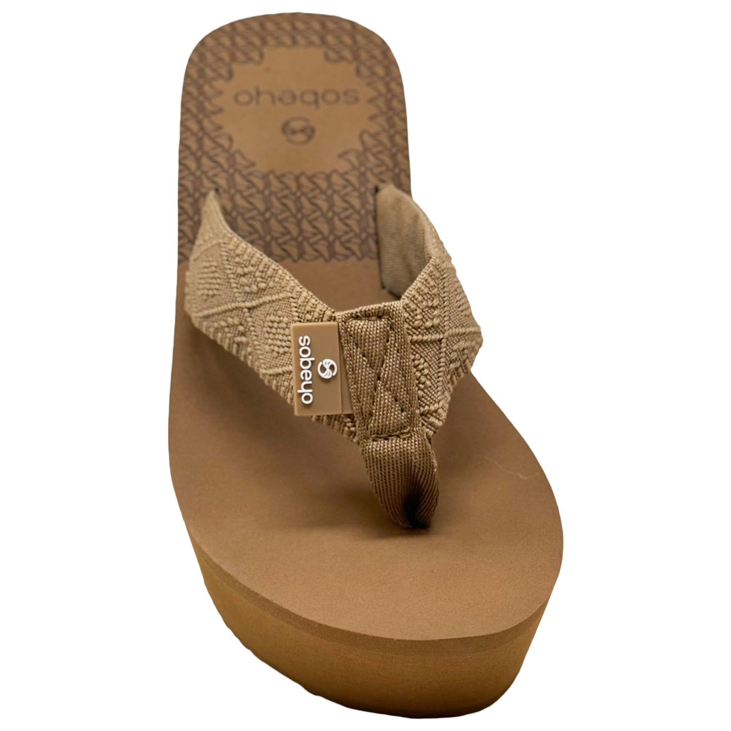 Women's Wedge Platform Sandals EVA Soft Light-Weight Sole Flip Flop Thong Tan
