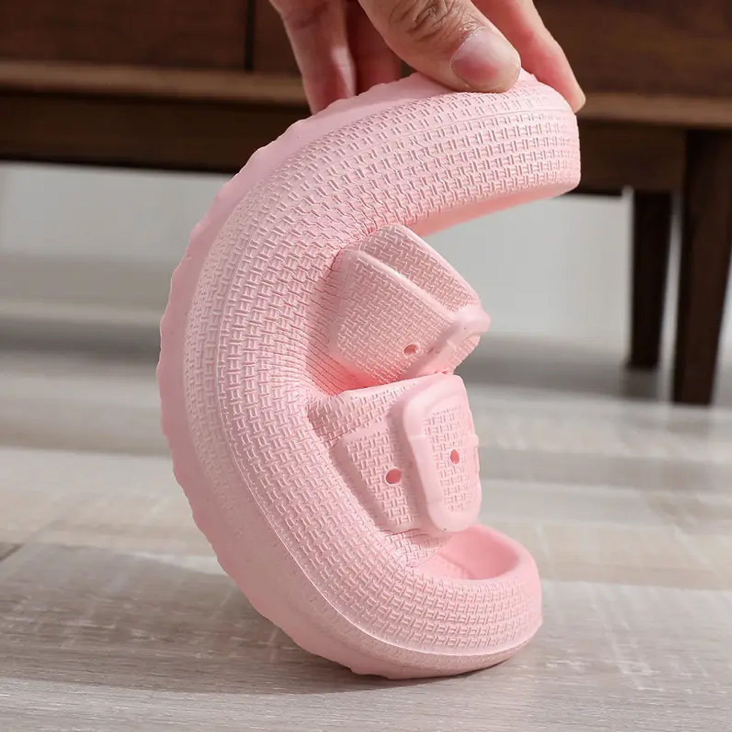 Women's Double Straps Buckles Sandals Flatform Slip On Cute Light-Weight EVA Flip Flops