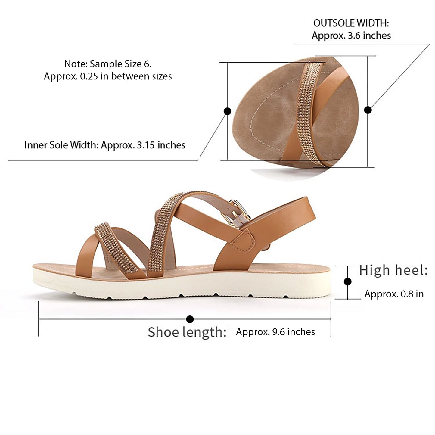 SOBEYO Women's Flat Sandals Stone Accent Double Cross Straps