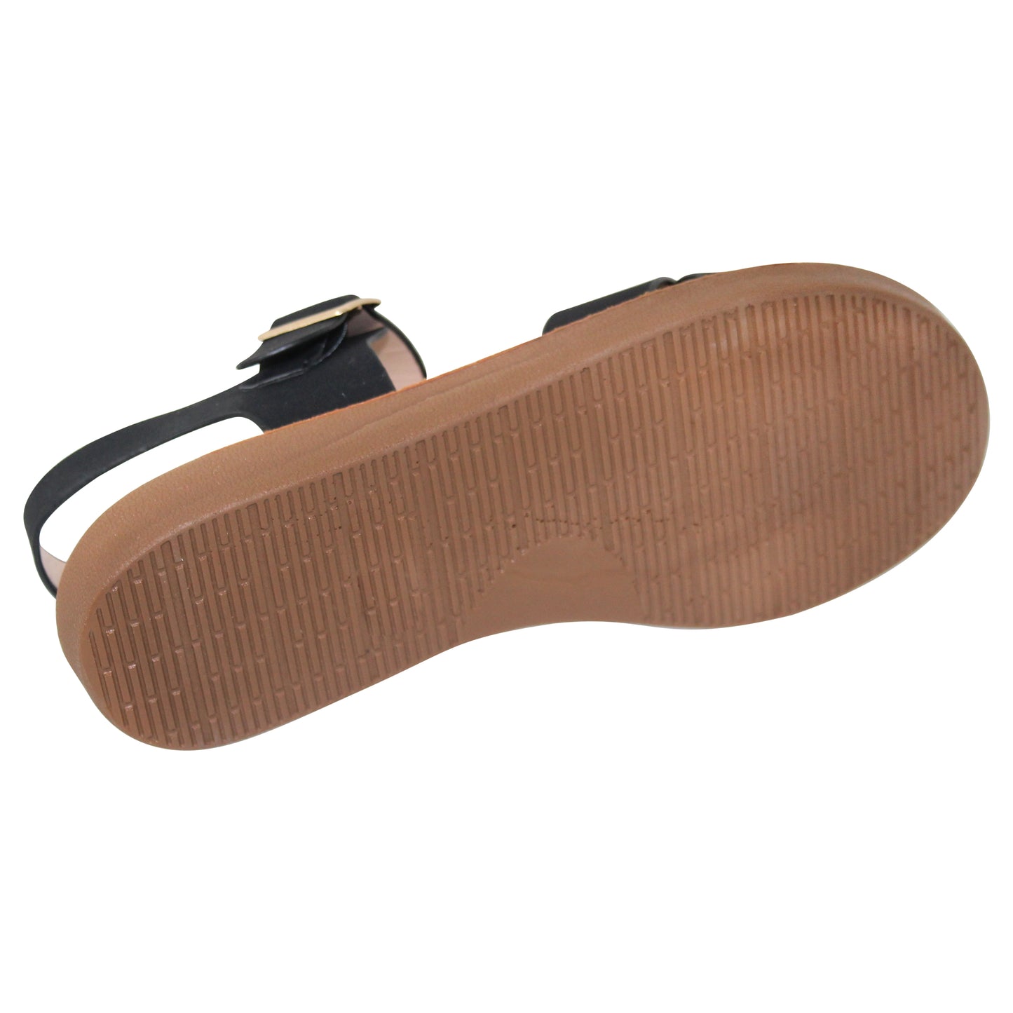 Women's Flatform Sandals X-Cross Ankle Strap Gold Buckles Black