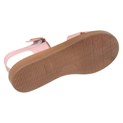 Women's Flatform Sandals X-Cross Ankle Strap Gold Buckles Pink