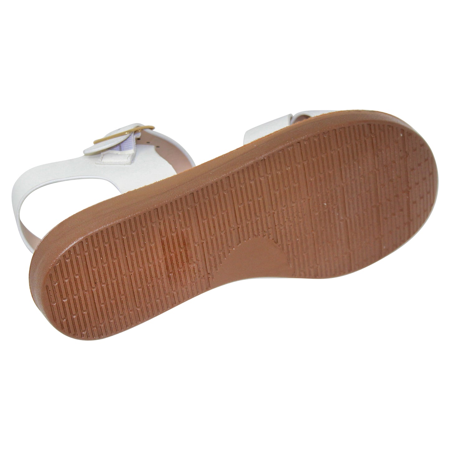 Women's Flatform Sandals X-Cross Ankle Strap Gold Buckles White