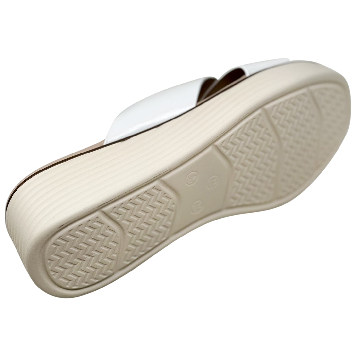 SOBEYO Criss Cross Platform Sandals Cushioned Striped Sole White