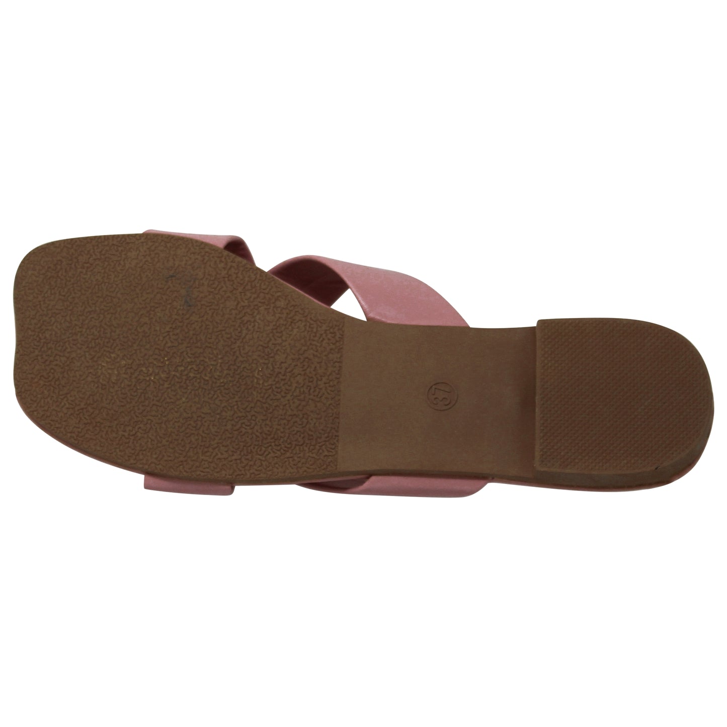 SOBEYO Square Toe Crossband Slide Sandals Dusty Pink