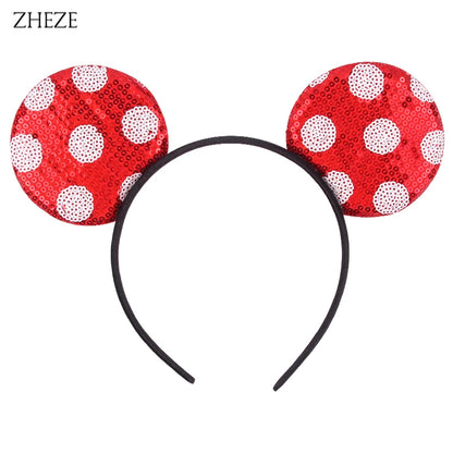 New Valentine's Day Mouse Ears Headband For Girls Women Sequins Love 5"Bow Hairbands Festival Party DIY Hair Accessories Femmes