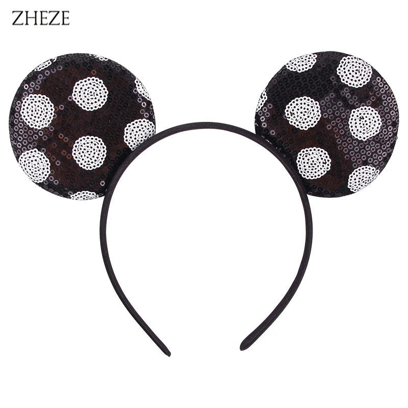 New Valentine's Day Mouse Ears Headband For Girls Women Sequins Love 5"Bow Hairbands Festival Party DIY Hair Accessories Femmes